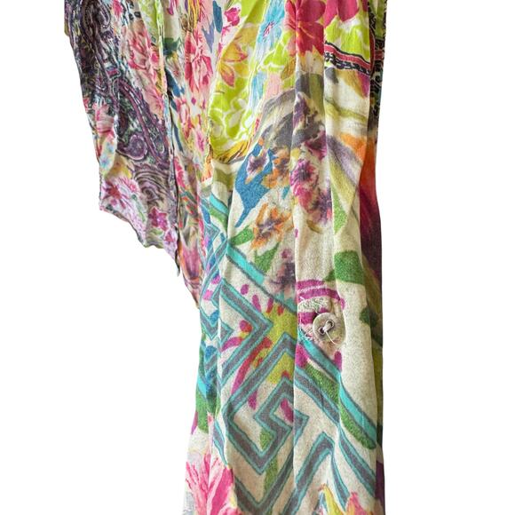 JOHNNY WAS Floral Paisley Button-Up Shirt Size Large Soft Brushed EUC Bohemian - Picture 7 of 12